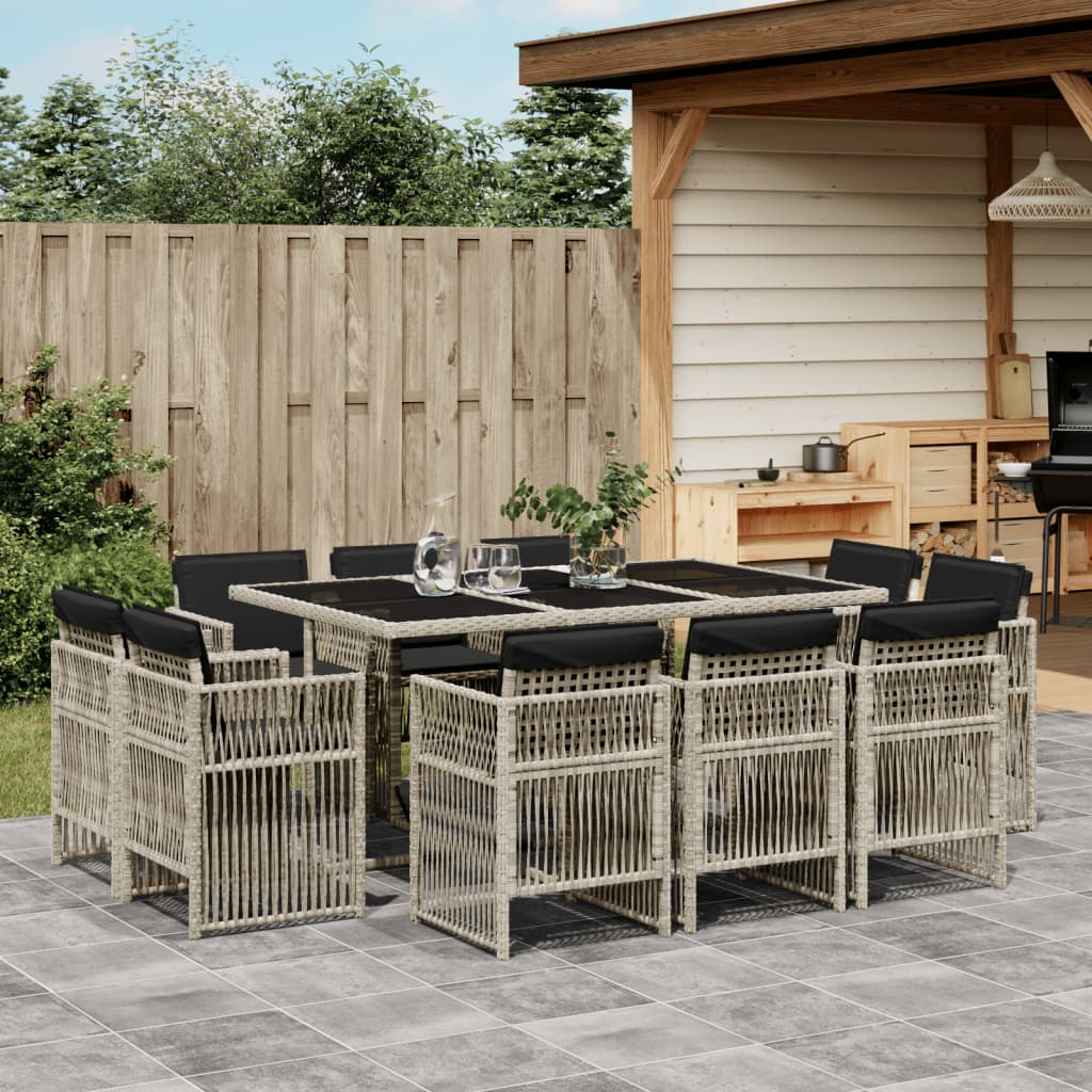 15-delige Tuinset met kussens poly rattan gemengd beige