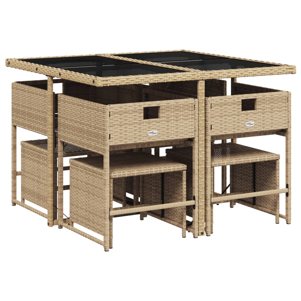 13-delige Tuinset met kussens poly rattan zwart