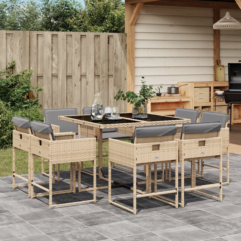 13-delige Tuinset met kussens poly rattan