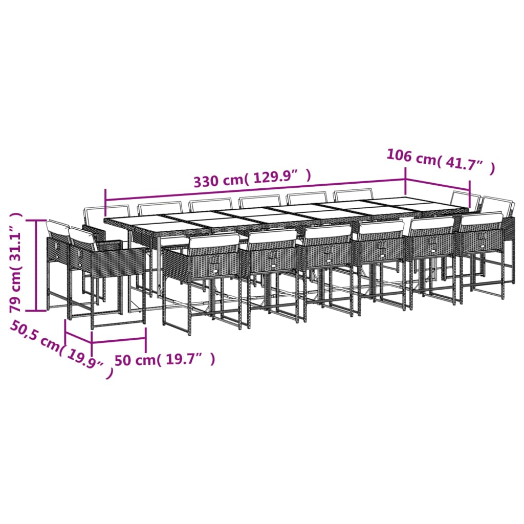 13-delige Tuinset met kussens poly rattan