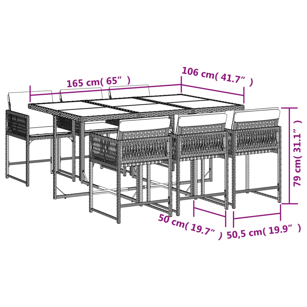 Ensemble de jardin 5 pièces avec coussins en polyrotin