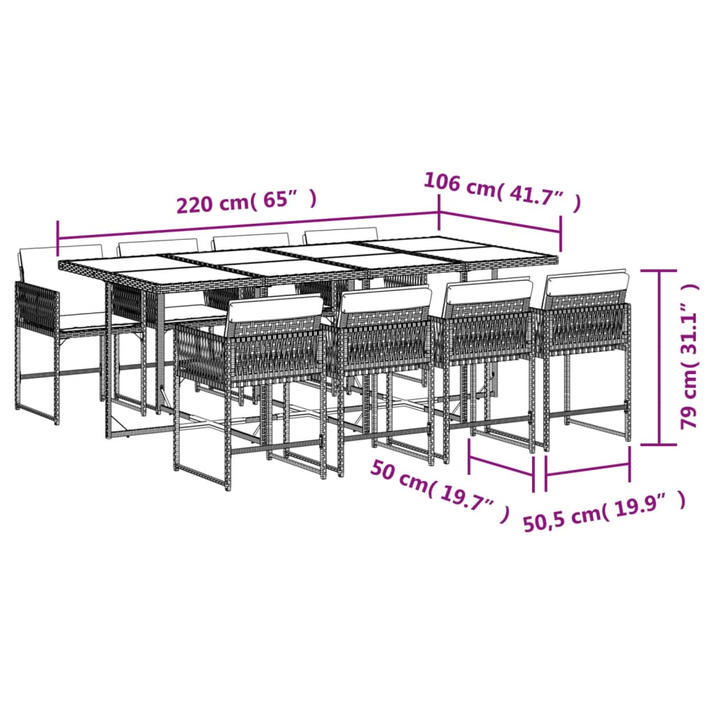 Ensemble de jardin 5 pièces avec coussins en polyrotin