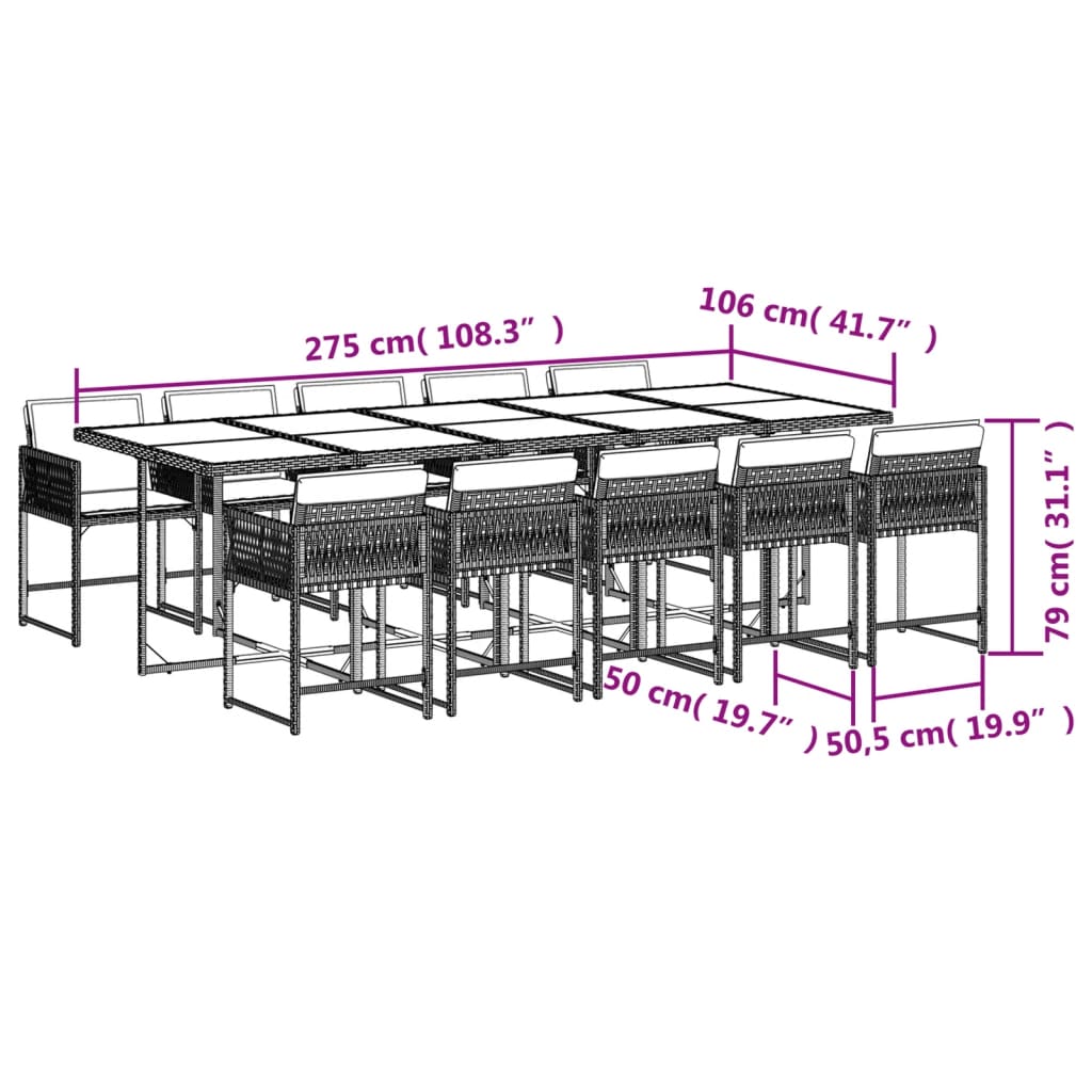 5-delige Tuinset met kussens poly rattan