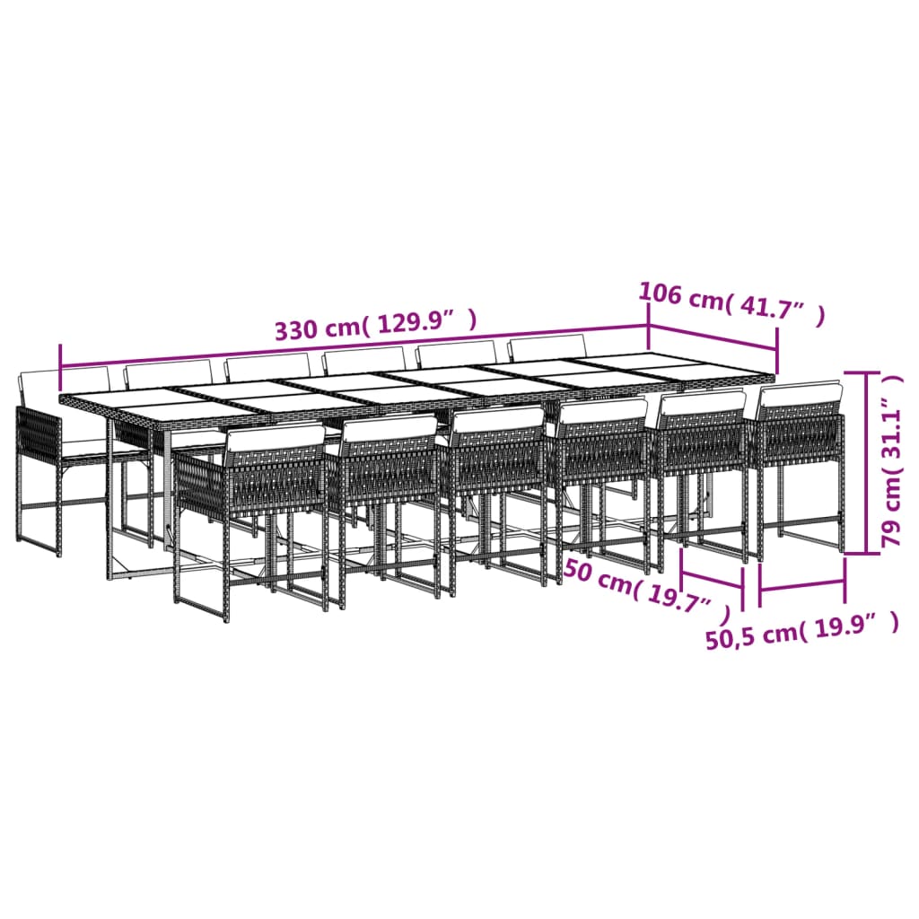 5-delige Tuinset met kussens poly rattan