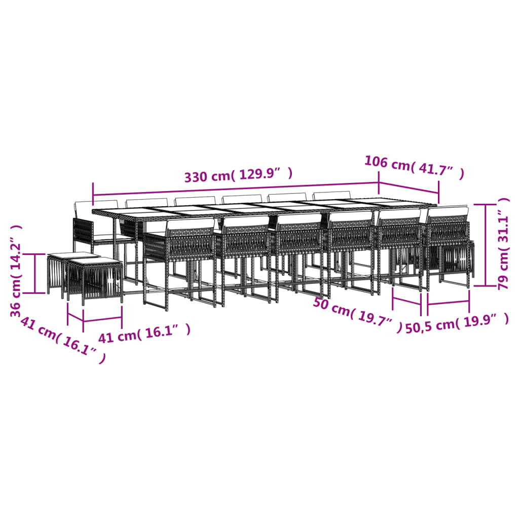 9-delige Tuinset met kussens poly rattan