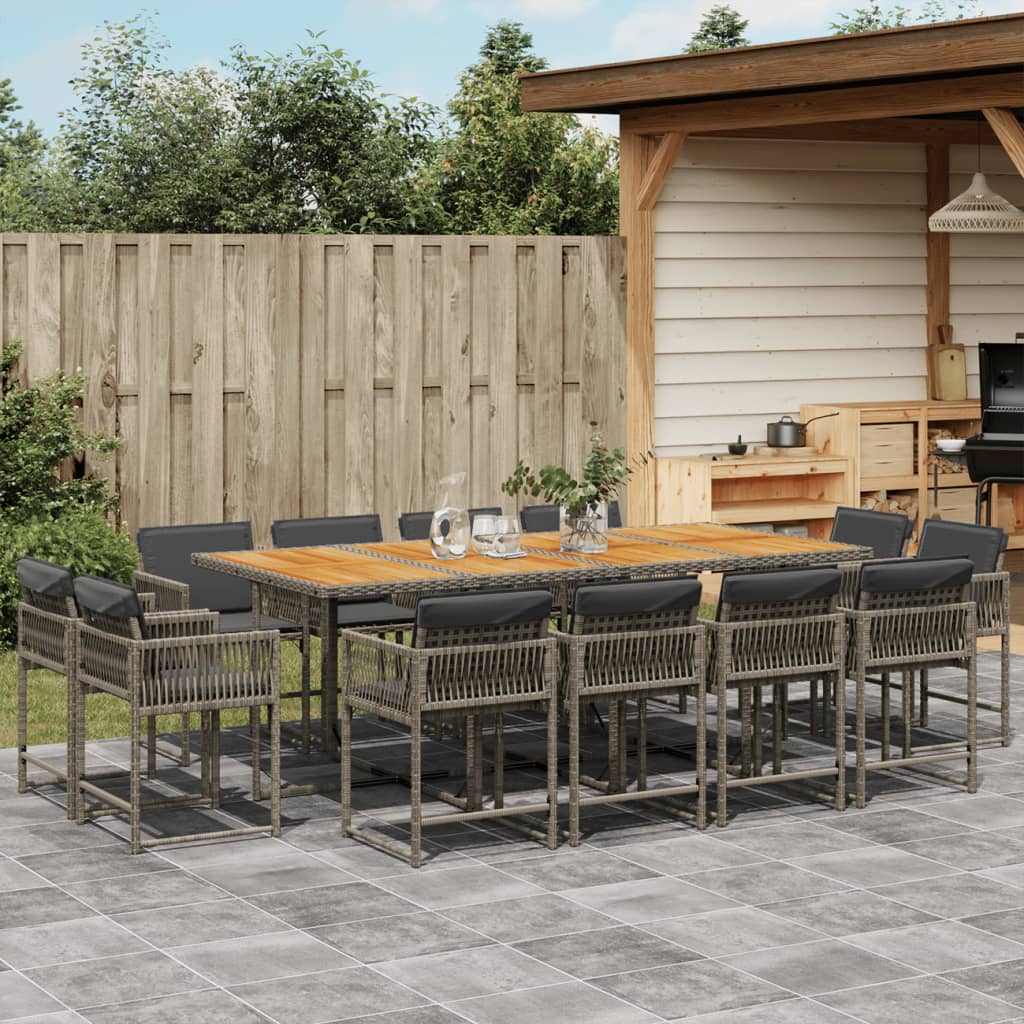 13-delige Tuinset met kussens poly rattan gemengd beige