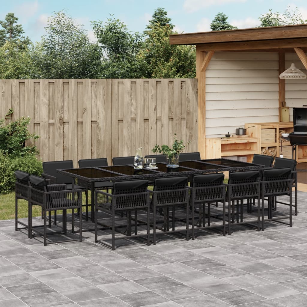 13-delige Tuinset met kussens poly rattan gemengd beige