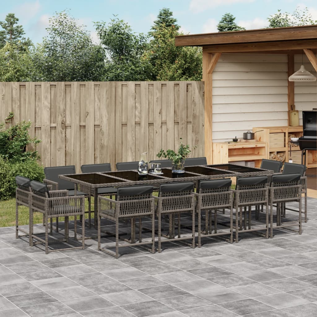 13-delige Tuinset met kussens poly rattan gemengd beige