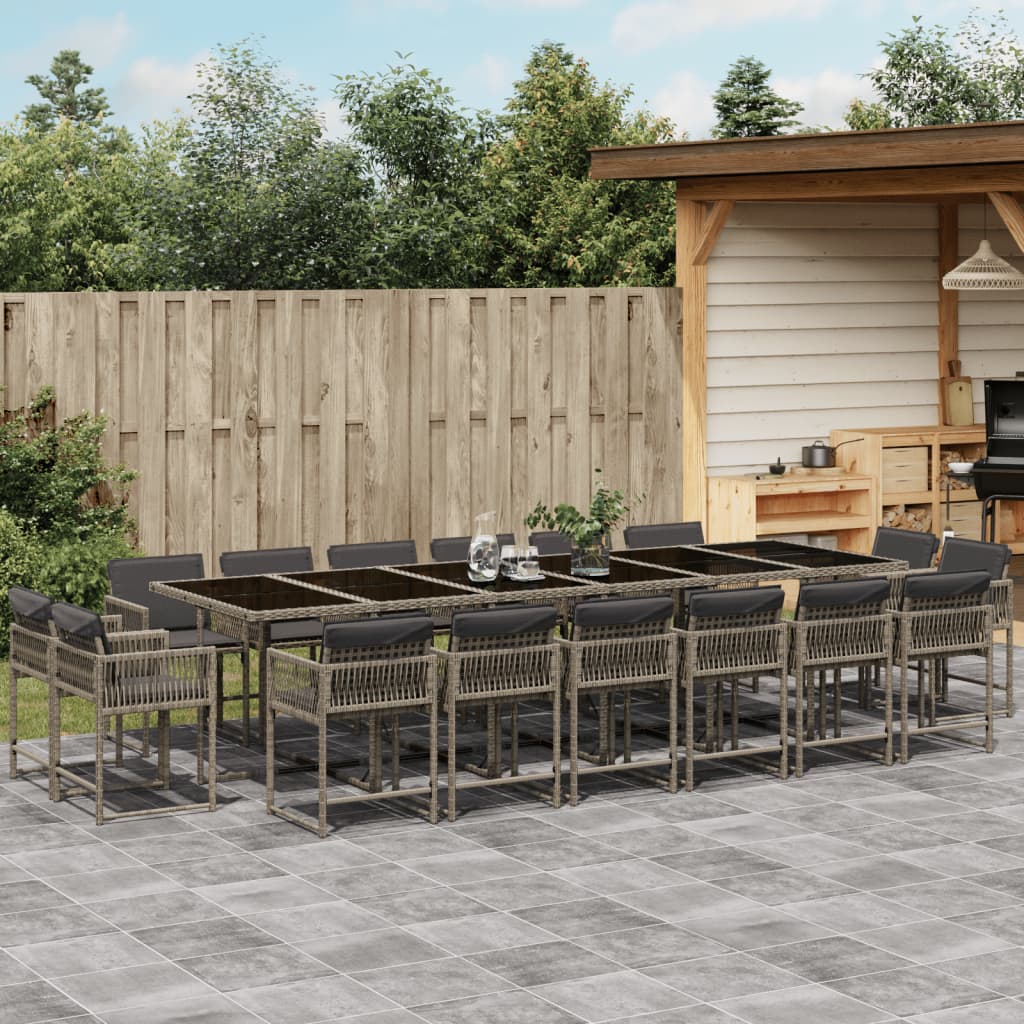 13-delige Tuinset met kussens poly rattan gemengd beige