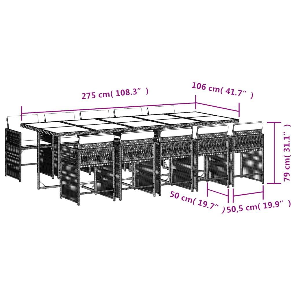 5-delige Tuinset met kussens poly rattan