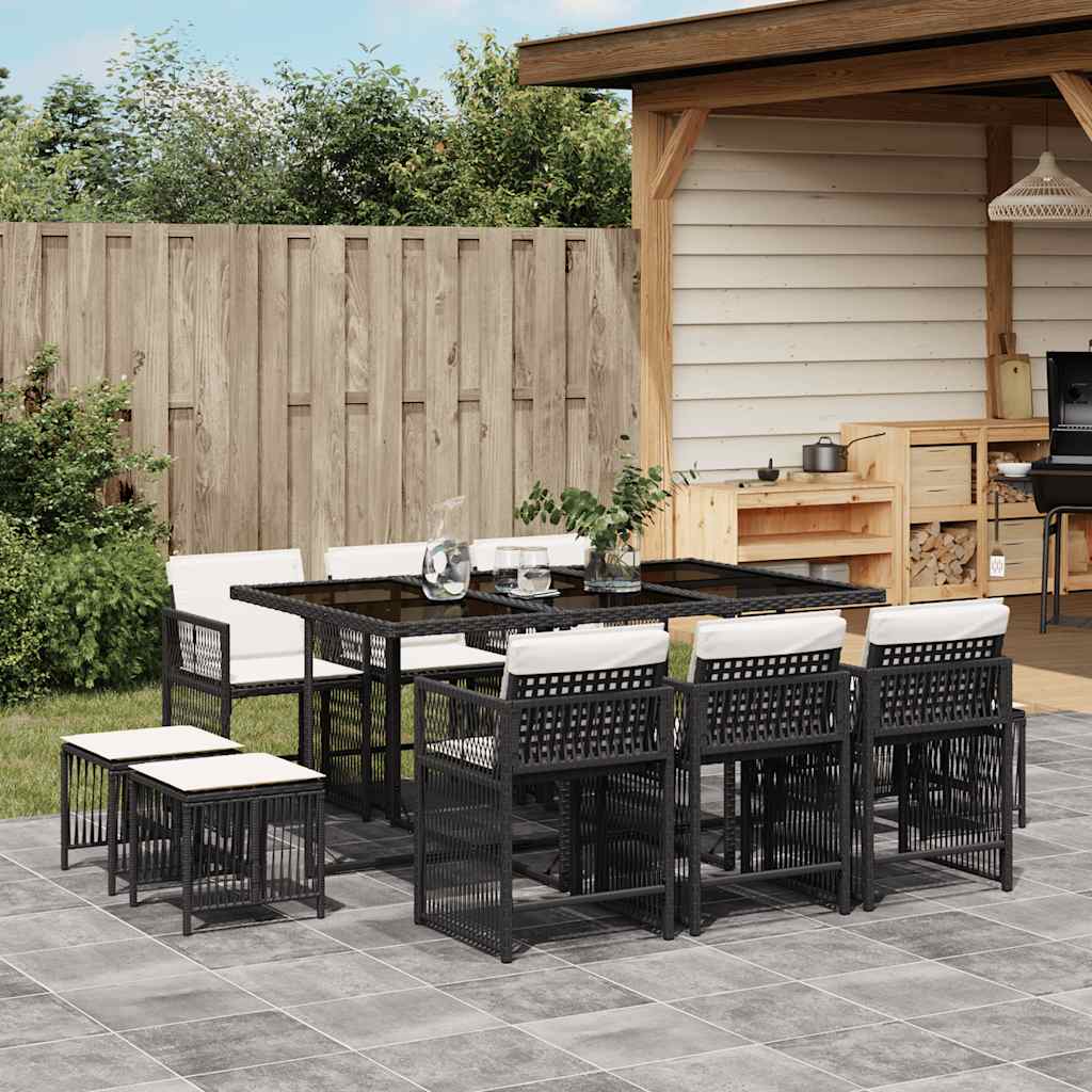 17-delige Tuinset met kussens poly rattan beige