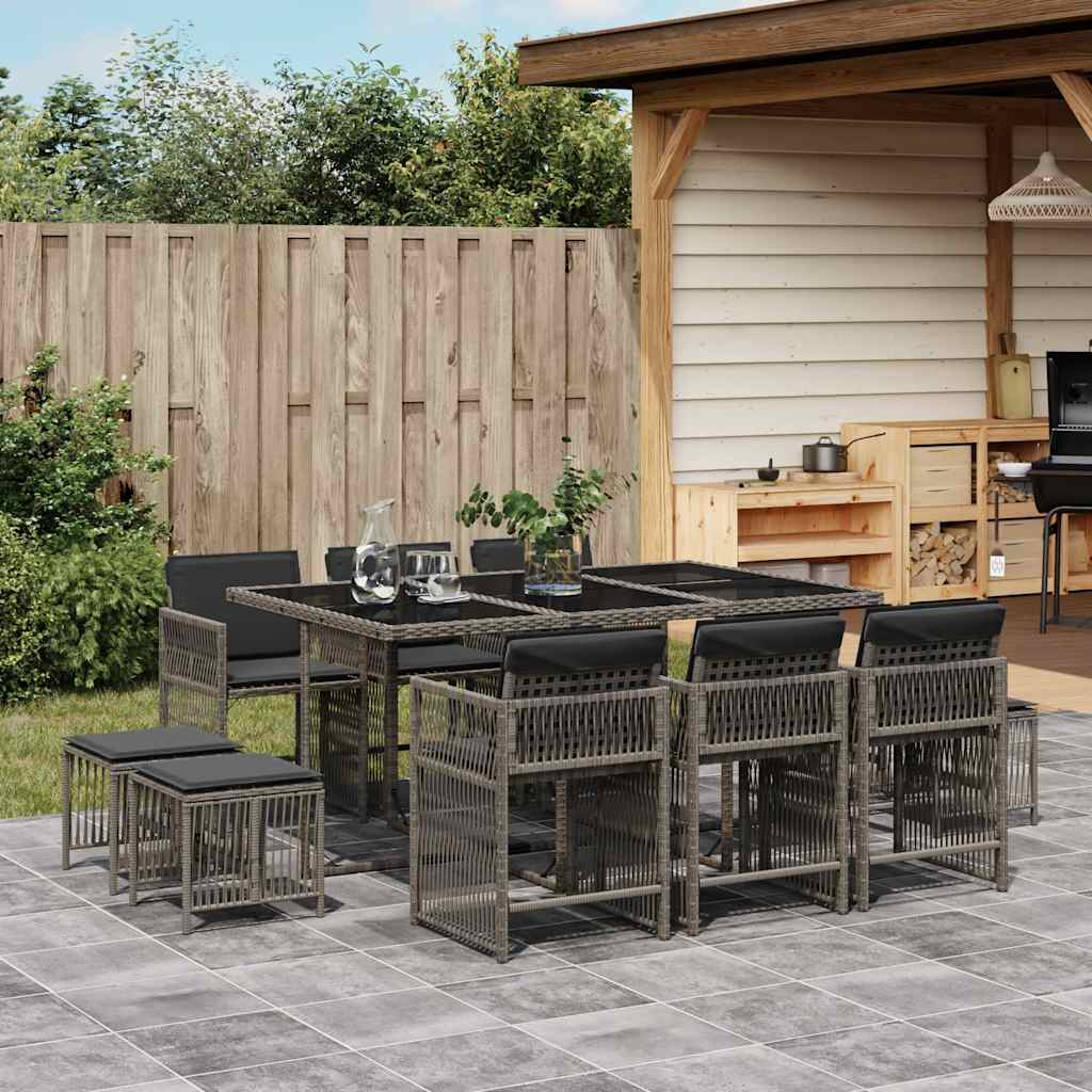 17-delige Tuinset met kussens poly rattan beige