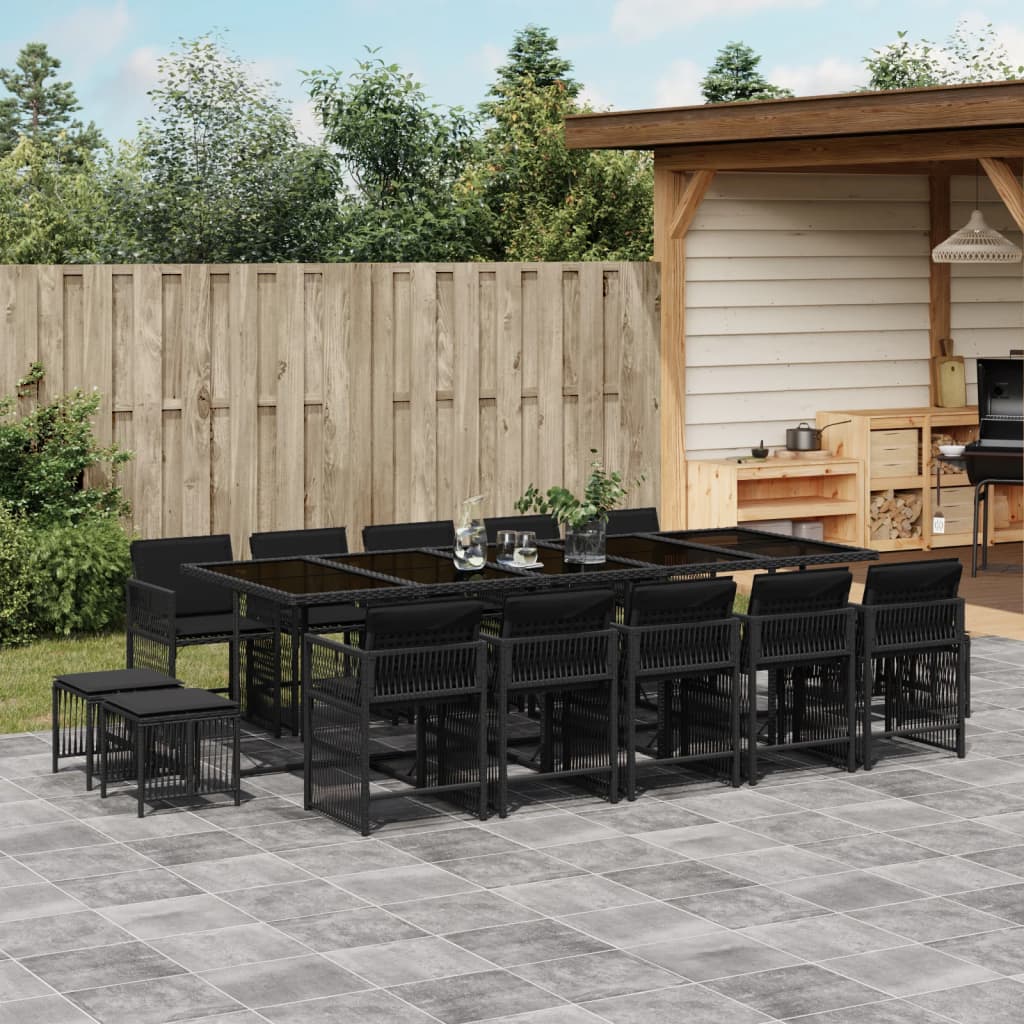 17-delige Tuinset met kussens poly rattan beige