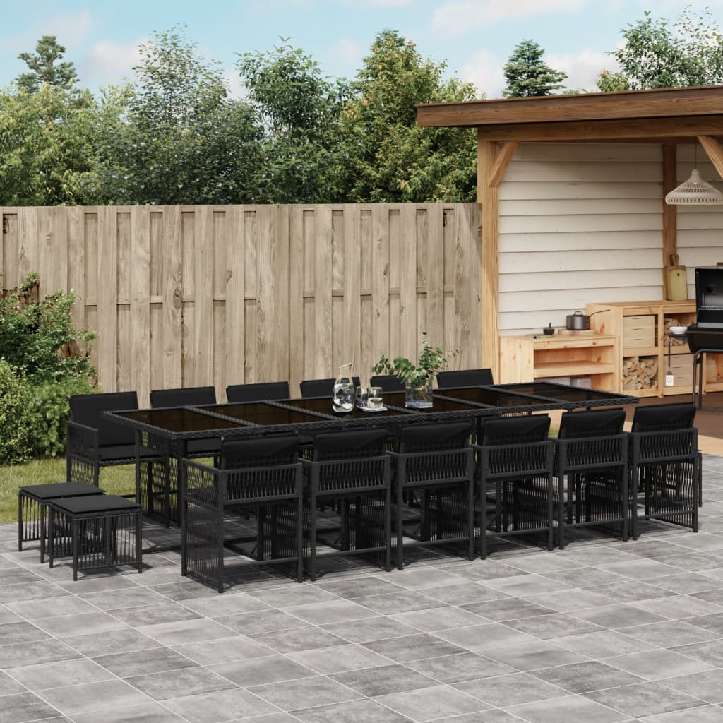 17-delige Tuinset met kussens poly rattan beige