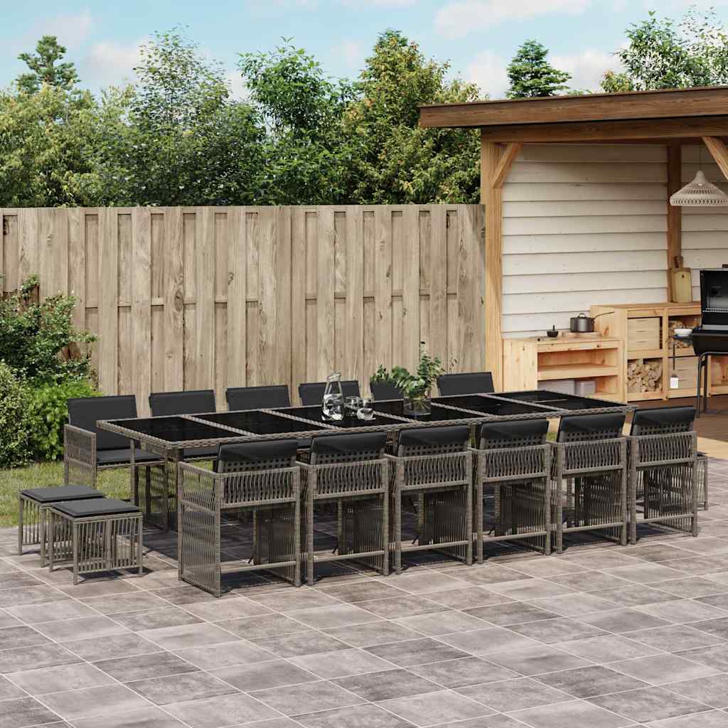 17-delige Tuinset met kussens poly rattan beige