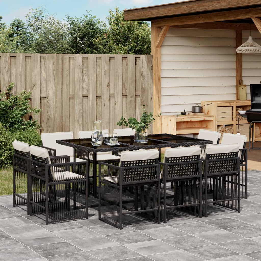 17-delige Tuinset met kussens poly rattan gemengd beige