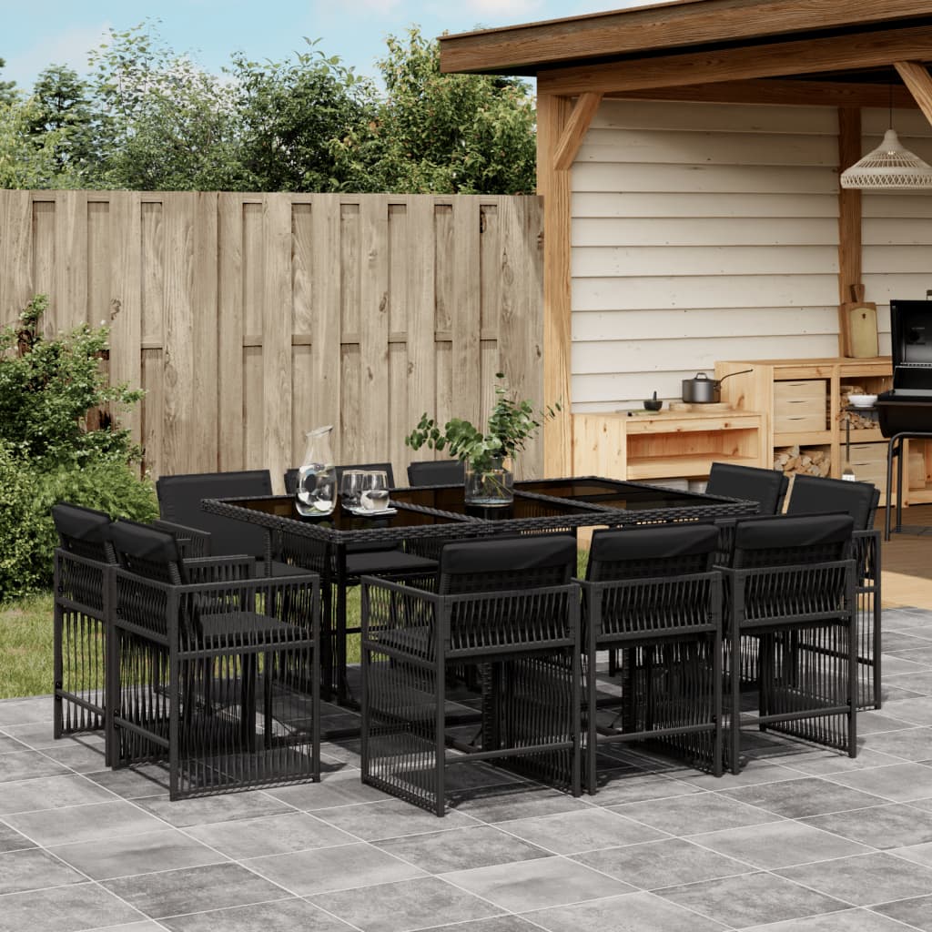 17-delige Tuinset met kussens poly rattan gemengd beige