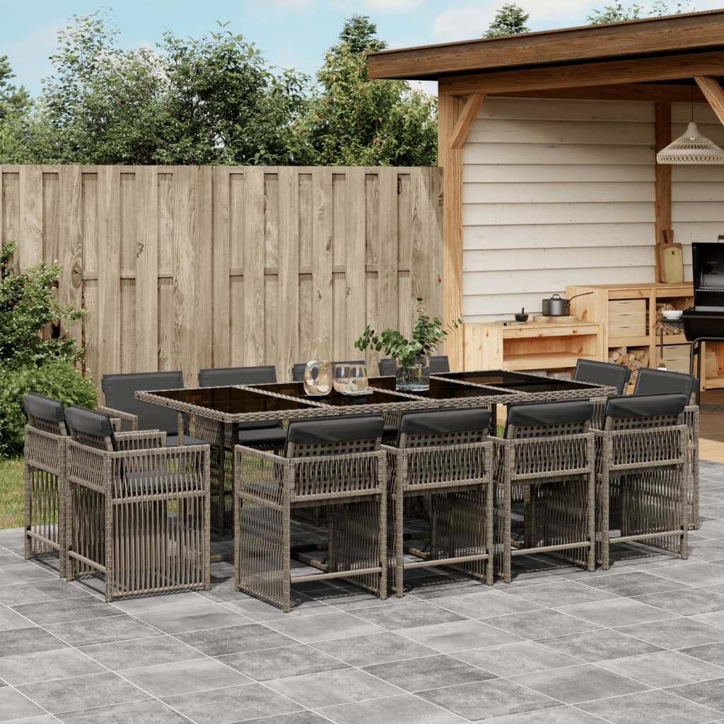 17-delige Tuinset met kussens poly rattan gemengd beige