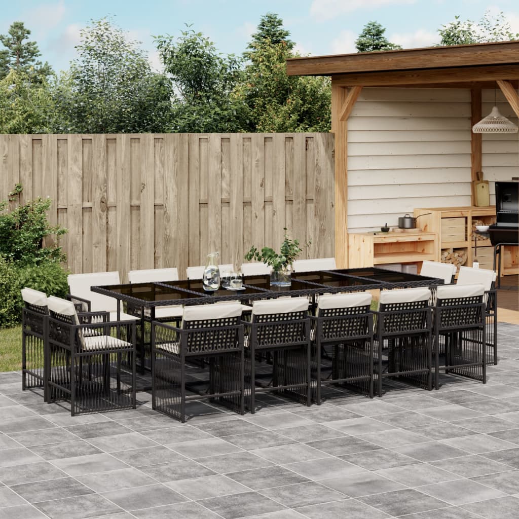 17-delige Tuinset met kussens poly rattan gemengd beige