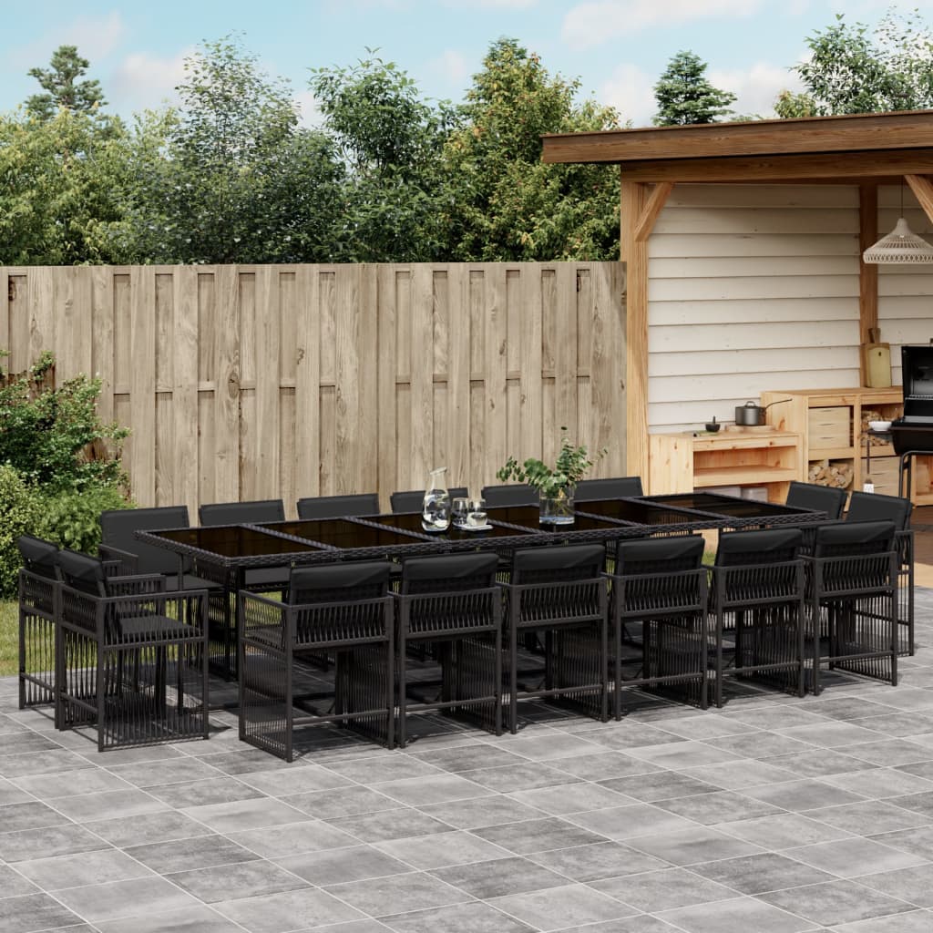 17-delige Tuinset met kussens poly rattan gemengd beige