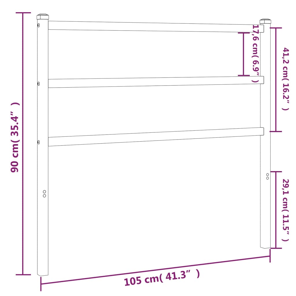 Hoofdbord 107 cm metaal