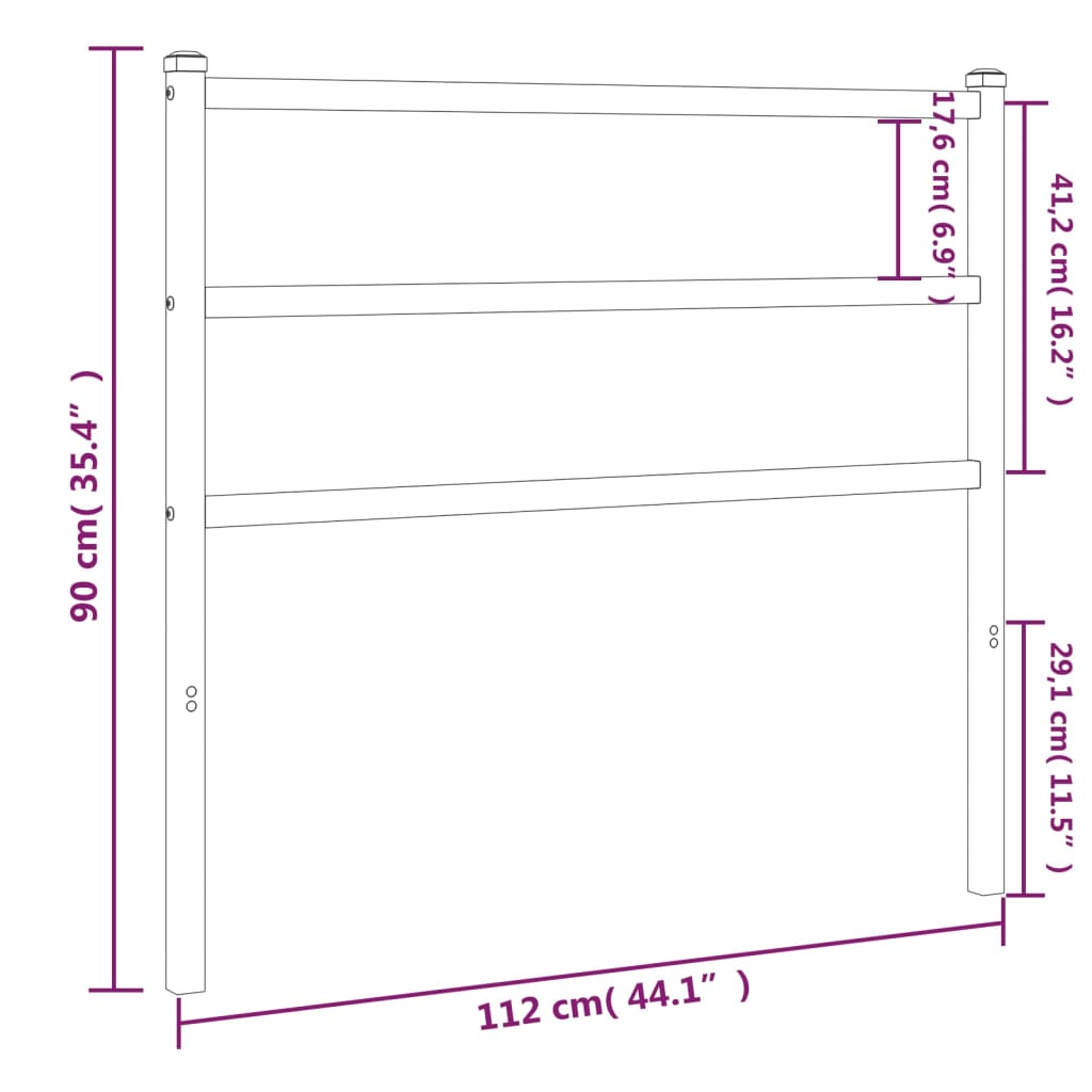 Hoofdbord 107 cm metaal