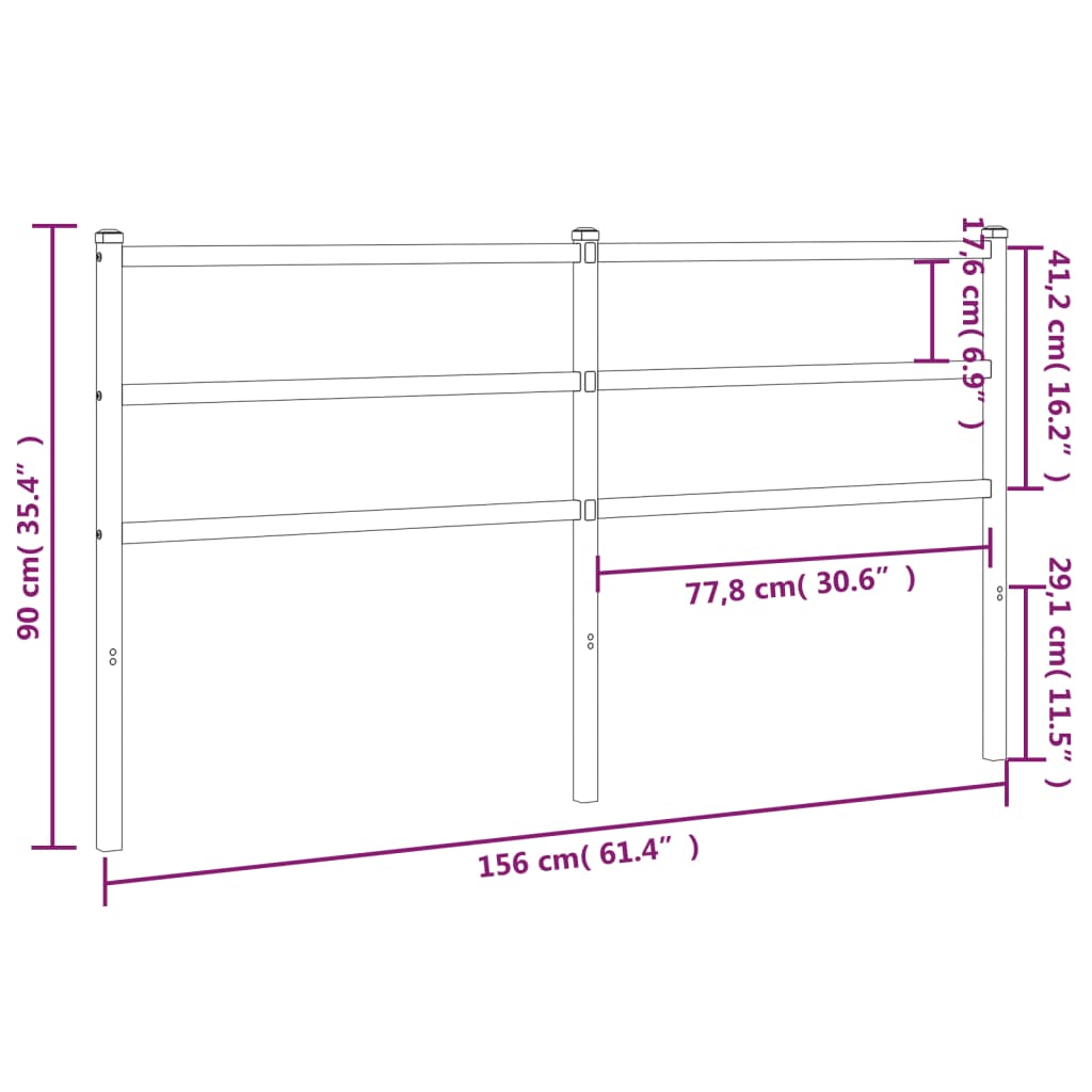 Tête de lit 107 cm en métal