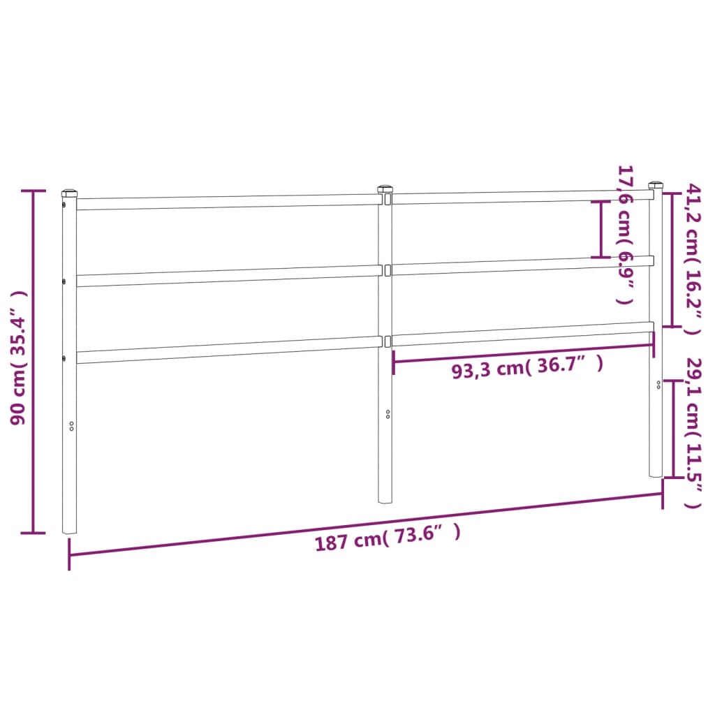 Hoofdbord 107 cm metaal