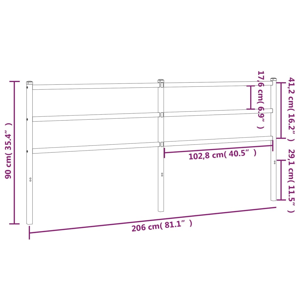 Tête de lit 107 cm en métal