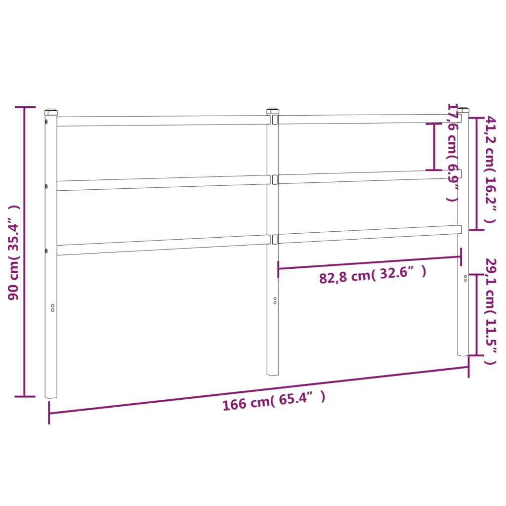 Hoofdbord 107 cm metaal