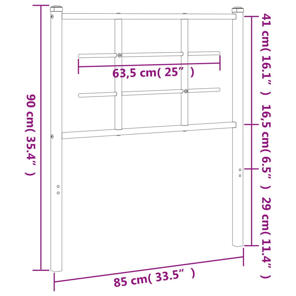 Tête de lit 90 cm en métal