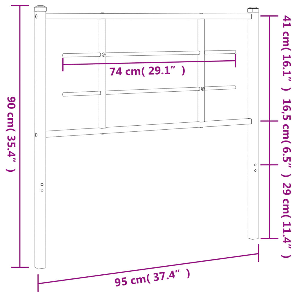 Tête de lit 90 cm en métal