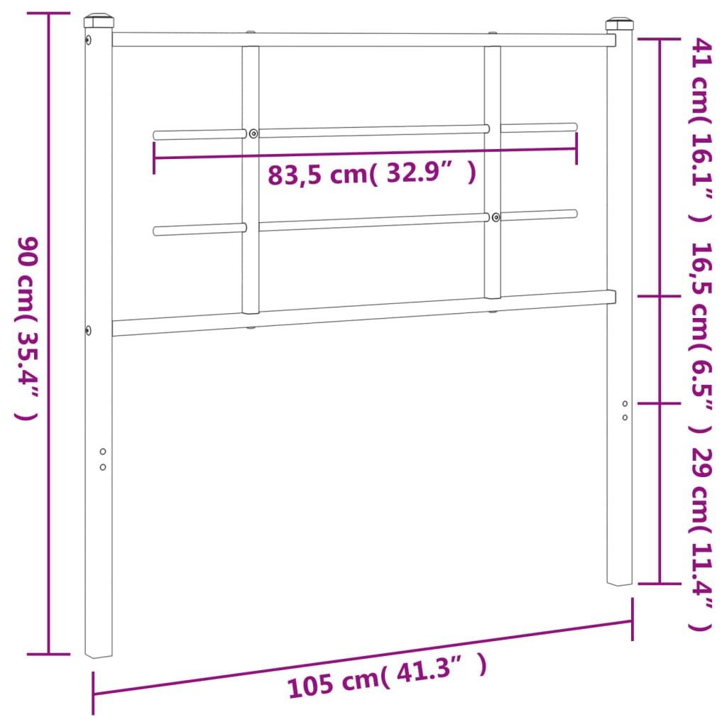 Hoofdbord 90 cm metaal