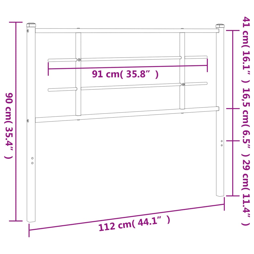 Tête de lit 90 cm en métal