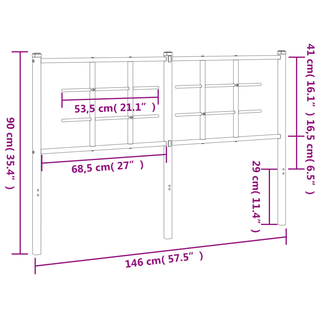 Tête de lit 90 cm en métal