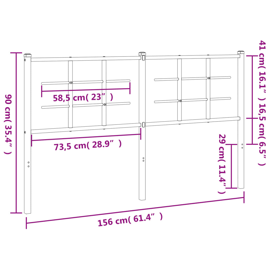 Tête de lit 90 cm en métal