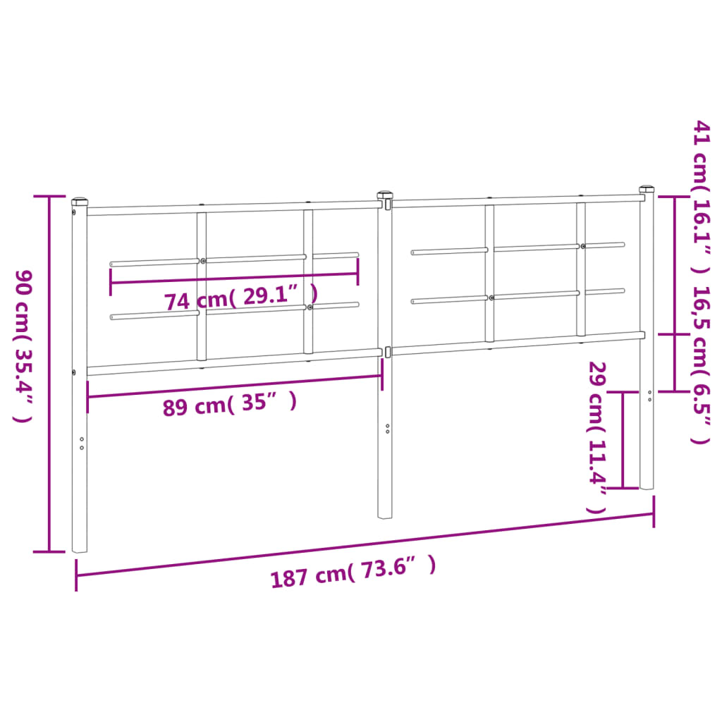 Hoofdbord 90 cm metaal