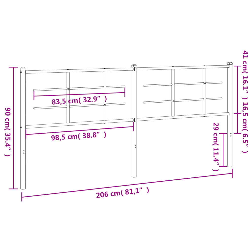 Hoofdbord 90 cm metaal