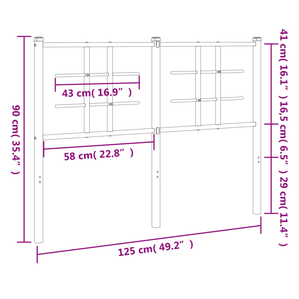 Hoofdbord 90 cm metaal