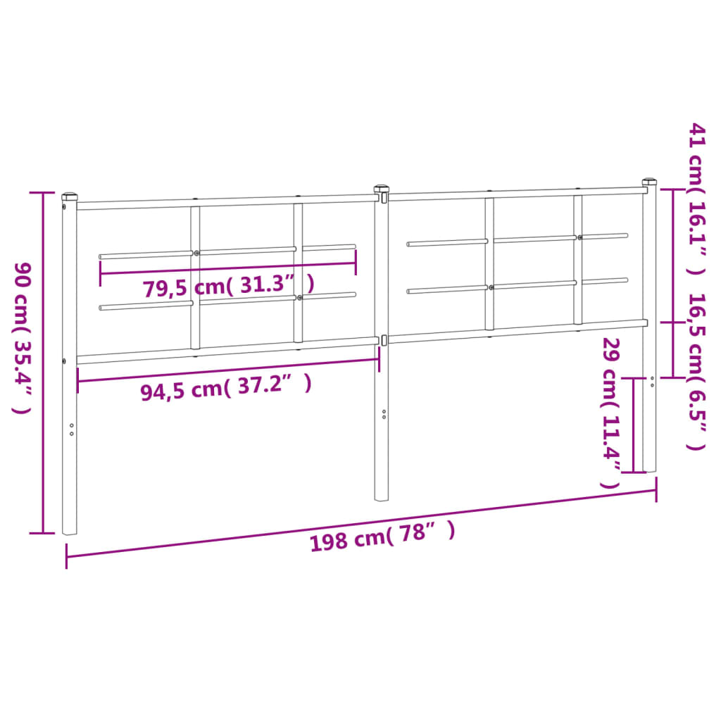 Hoofdbord 90 cm metaal