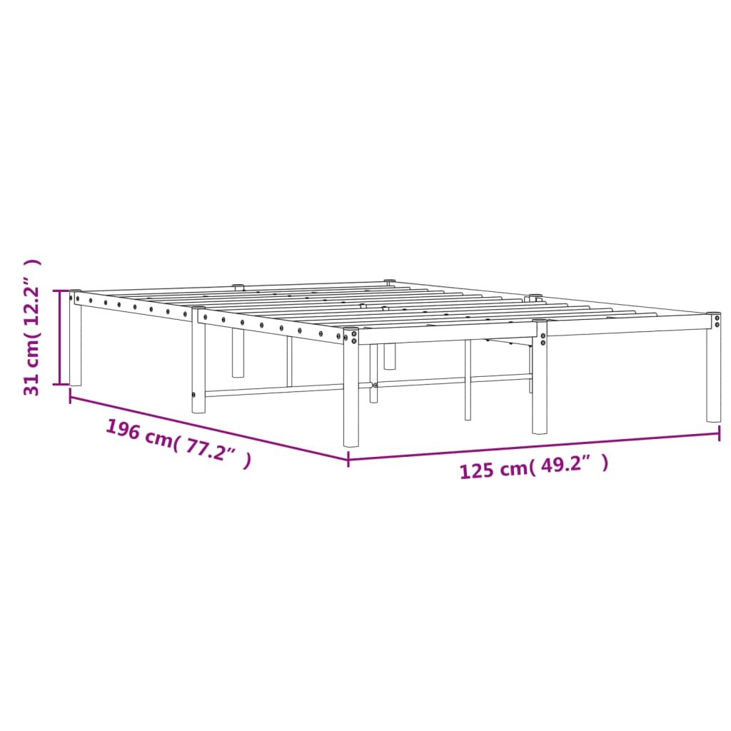 Bedframe metaal 75 x 190 cm