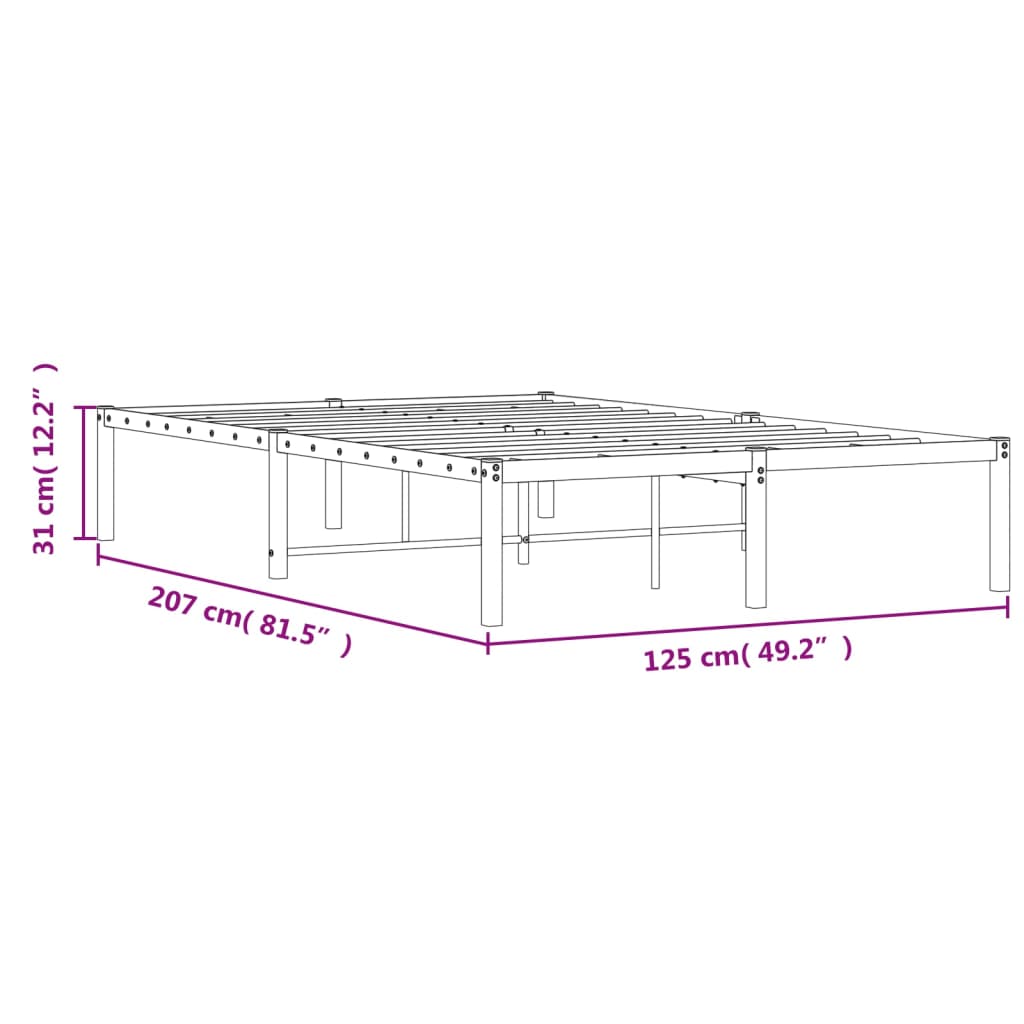 Bedframe metaal 75 x 190 cm