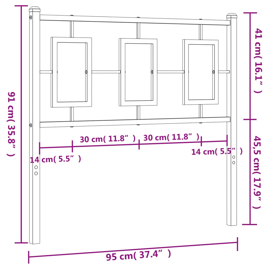 Hoofdbord 200 cm metaal