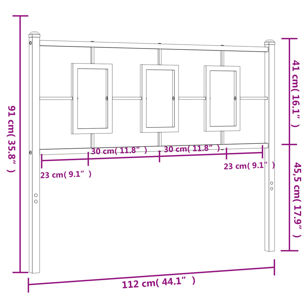 Hoofdbord 200 cm metaal