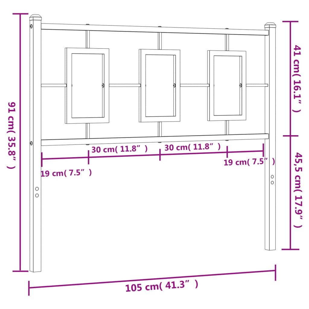 Hoofdbord 200 cm metaal