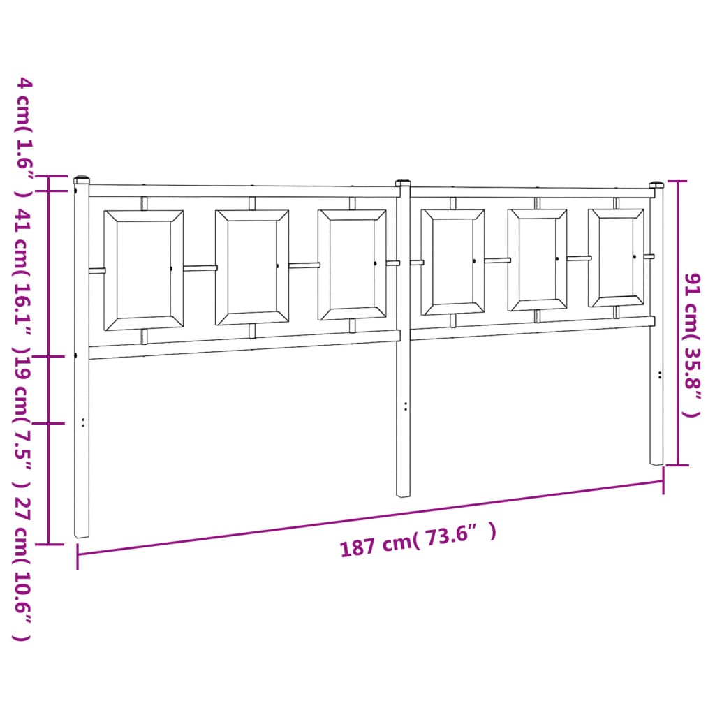 Hoofdbord 200 cm metaal