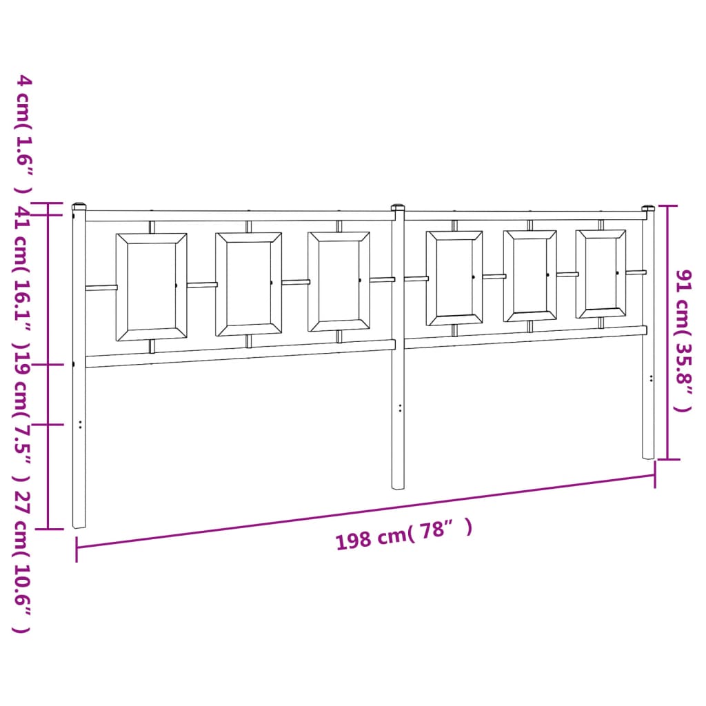 Hoofdbord 200 cm metaal