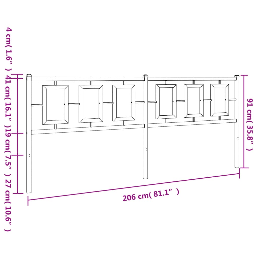 Hoofdbord 200 cm metaal