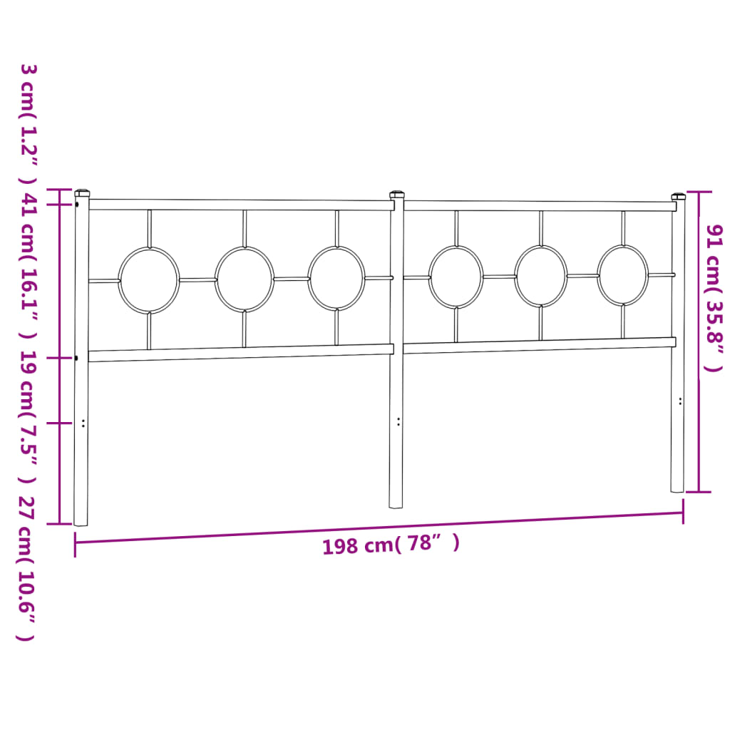 Hoofdbord 200 cm metaal