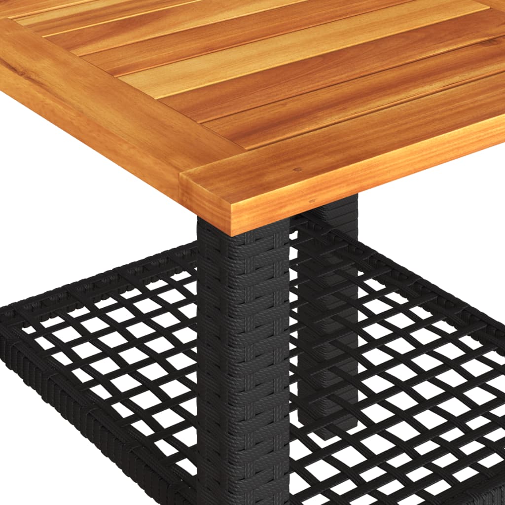 Table de jardin 70x38x42 cm poly rotin bois d'acacia